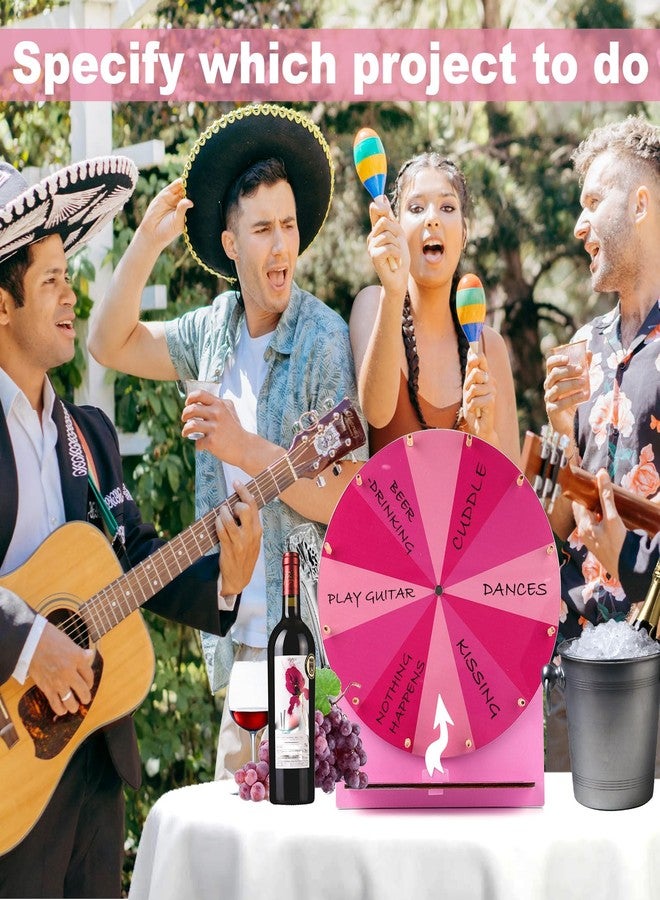 NQEUEPN Wooden Spinning Wheel, 11.4inch Prize Wheel Spinning Prize Wheel Tabletop Spinner Raffle Roulette for Fortune Game Carnival Trade Show (Pink) - Image 4
